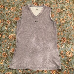 Under Armour Heather Gray Sleeveless Stretch Athletic Tank Top Womens Small